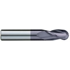 GARR 17317 323MA Ball End Center Cutting Single End Standard Length Ball End Mill, 1/2 in Dia Cutter, 1 in Length of Cut, 3 Flutes, 1/2 in Dia Shank, 3 in OAL, TiALN Coated