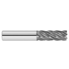 GARR 60153 VRX-6 Center Cutting High Performance Rougher/Finisher Corner Radius End Mill, 1 in Dia Cutter, 0.03 in Corner Radius, 3 in Length of Cut, 6 Flutes, 1 in Dia Shank, 6 in OAL, AlTiN Coated