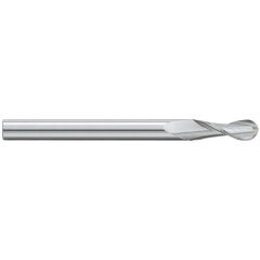 GARR 43180 720M Ball End Center Cutting Extra Length End Mill, 3/8 in Dia Cutter, 1-1/2 in Length of Cut, 2 Flutes, 3/8 in Dia Shank, 6 in OAL, Uncoated