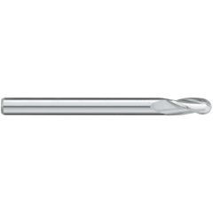 GARR 98230 743M Ball End Center Cutting Extra Length End Mill, 12 mm Dia Cutter, 25 mm Length of Cut, 3 Flutes, 12 mm Dia Shank, 100 mm OAL, Uncoated