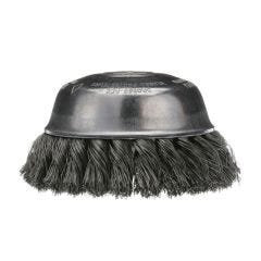 Osborn 0003315000 Heavy Duty Single Row Cup Brush With Nut, 6 in Dia Brush, 5/8-11 UNC Arbor Hole, 0.02 in Dia Filament/Wire, Partial Twist Knot, Carbon Steel Fill
